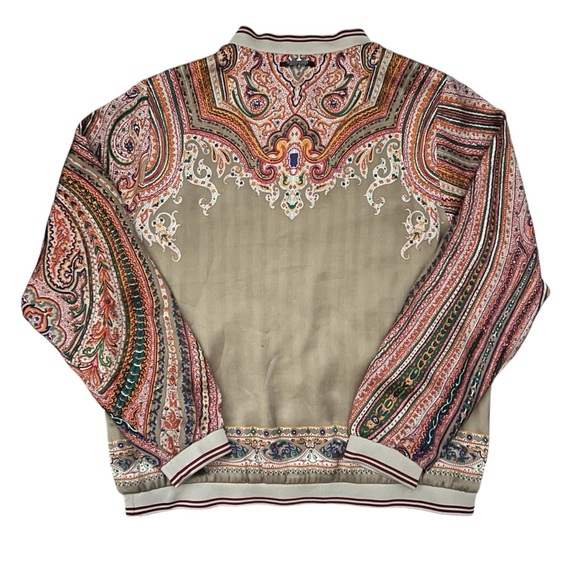 Scotch & Soda - Reversible Satin Bomber Jacket Paisley Stripe - Gold Medium - Picture 4 of 12